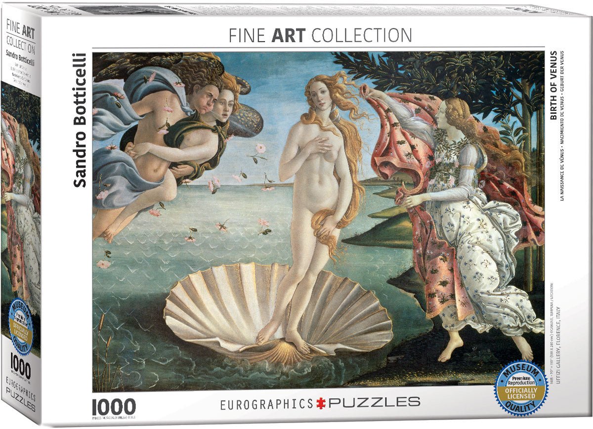 Puzzle Eurographics - 1000 p - La naissance de Vénus - Sandro Botticelli - Puzzle en carton - Rouge et Noir