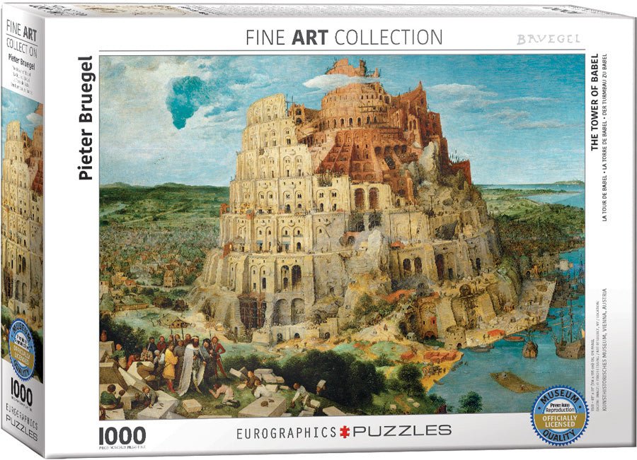 Puzzle Eurographics - 1000 p - La Tour de Babel - Pieter Bruegel - Puzzle en carton - Rouge et Noir