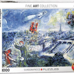 Puzzle Eurographics - 1000 p - Le bouquet de Paris - Chagall - Puzzle en carton - Rouge et Noir