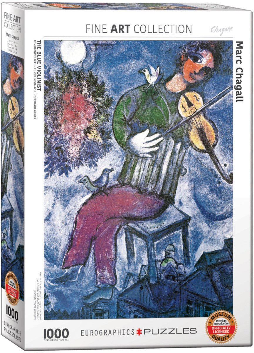 Puzzle Eurographics - 1000 p - Le violoniste bleu - Chagall - Puzzle en carton - Rouge et Noir