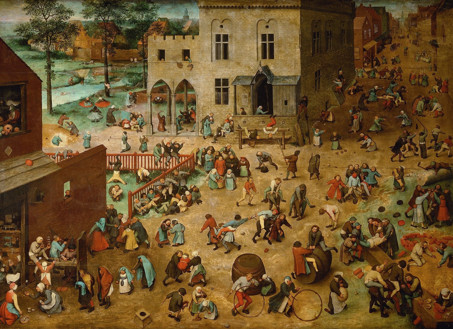 Puzzle Eurographics - 1000 p - Les jeux d'enfants - Bruegel - Puzzle en carton - Rouge et Noir