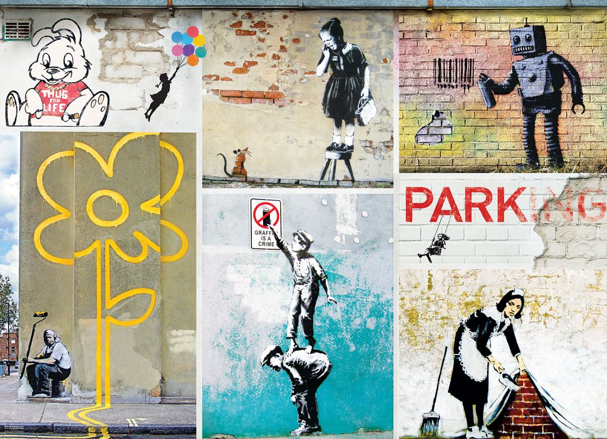 Puzzle Eurographics - 1000 p - Street Art - Banksy - Puzzle en carton - Rouge et Noir