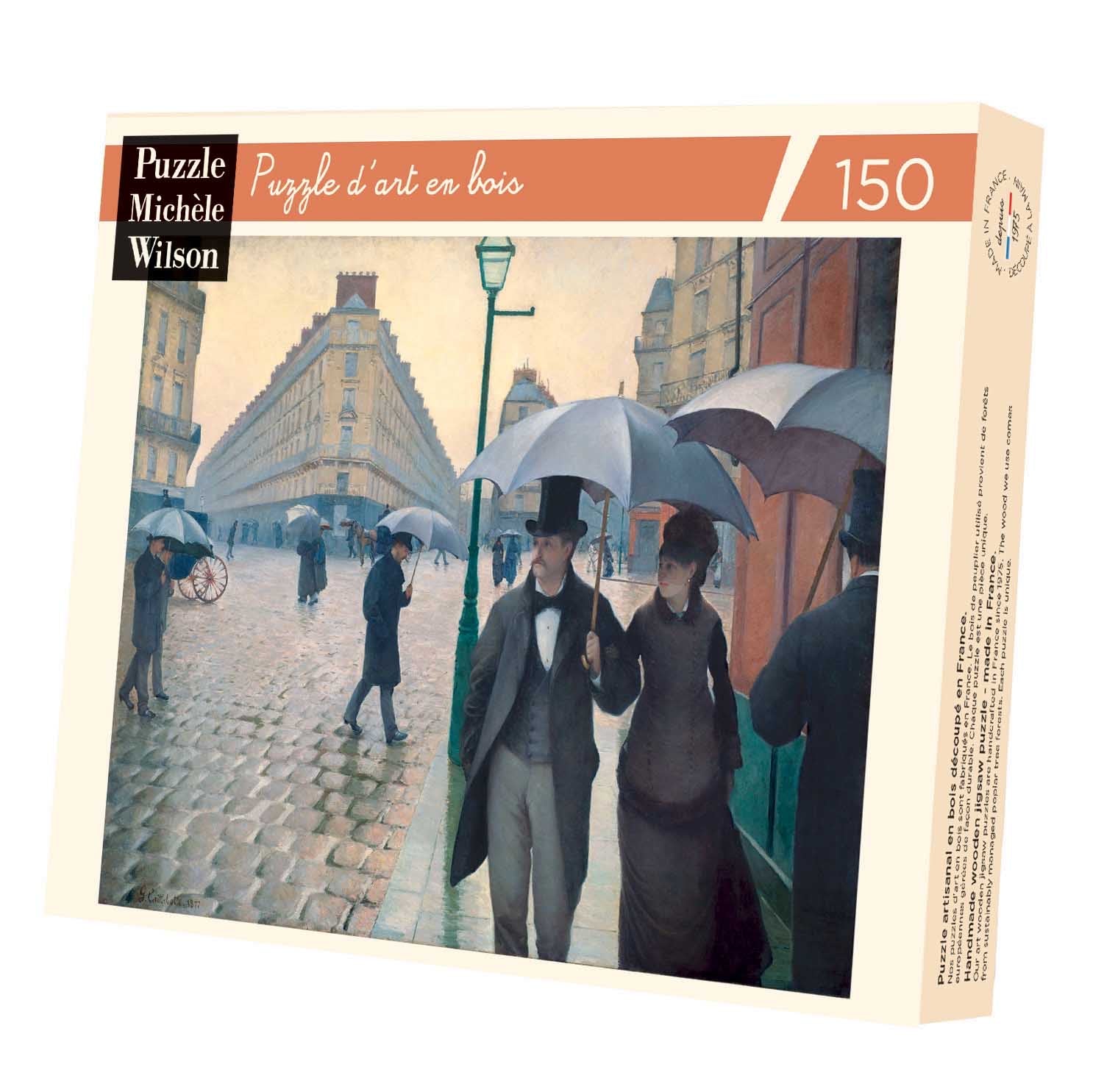 Puzzle MW - 150 pièces - Rue de Paris, temps de pluie - Caillebotte - Puzzle en bois Michèle Wilson - Rouge et Noir
