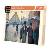 Puzzle MW - 150 pièces - Rue de Paris, temps de pluie - Caillebotte - Puzzle en bois Michèle Wilson - Rouge et Noir