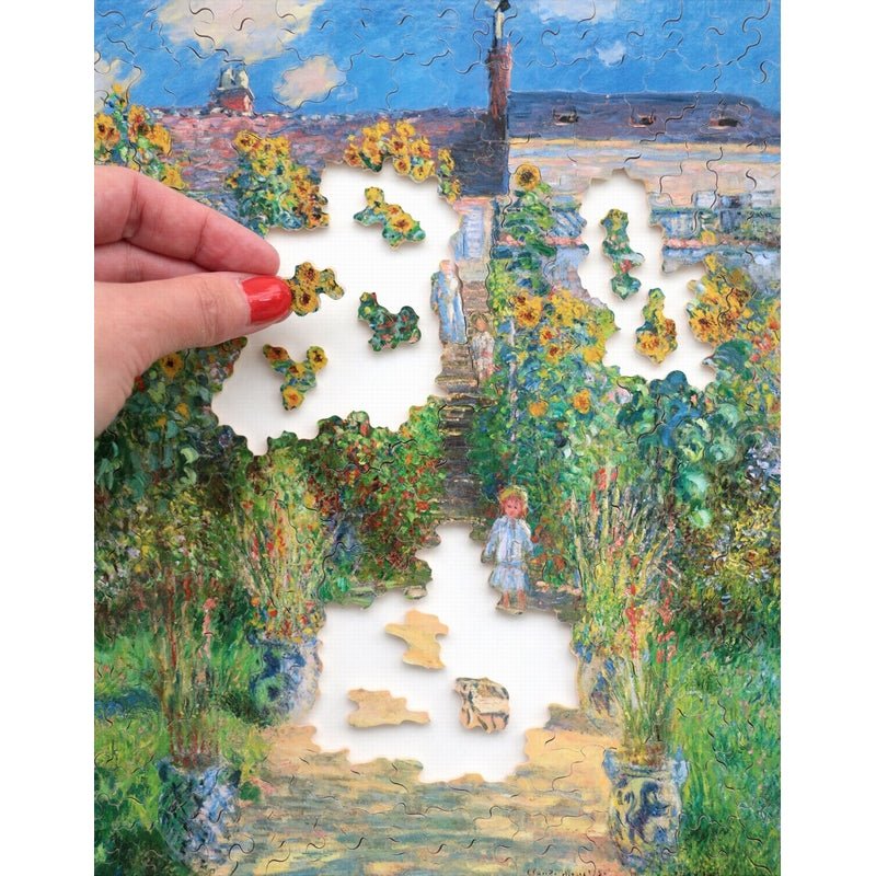 Puzzle MW - 250 p - Jardin de l'artiste à Vétheuil - Monet - Puzzle en bois Michèle Wilson - Rouge et Noir