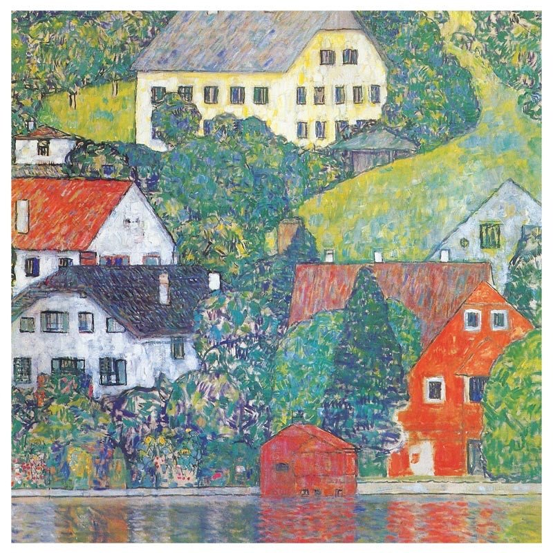 Puzzle MW - 250 p - Les maisons sur le lac - Klimt - Puzzle en bois Michèle Wilson - Rouge et Noir