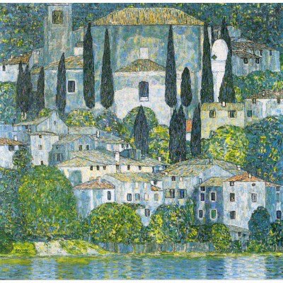 Puzzle MW - 350 p - Eglise à Cassone - Klimt - Puzzle en bois Michèle Wilson - Rouge et Noir