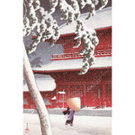 Puzzle MW - 350 p - Le Temple de Zojoji - Kawase - Puzzle en bois Michèle Wilson - Rouge et Noir