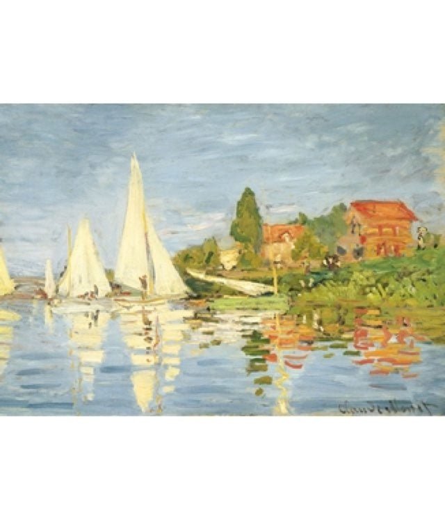 Puzzle MW - 50 p - Régates à Argenteuil - Monet - Puzzle en bois Michèle Wilson enfant - Rouge et Noir