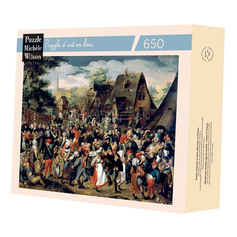 Puzzle MW - 650 p - Fête champêtre - Bruegel - Puzzle en bois Michèle Wilson - Rouge et Noir