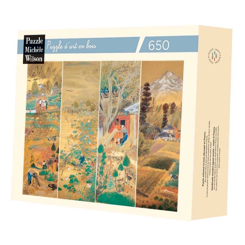 Puzzle MW - 650 p - Les environs de Kyoto au fil des saisons - Rofu - Puzzle en bois Michèle Wilson - Rouge et Noir
