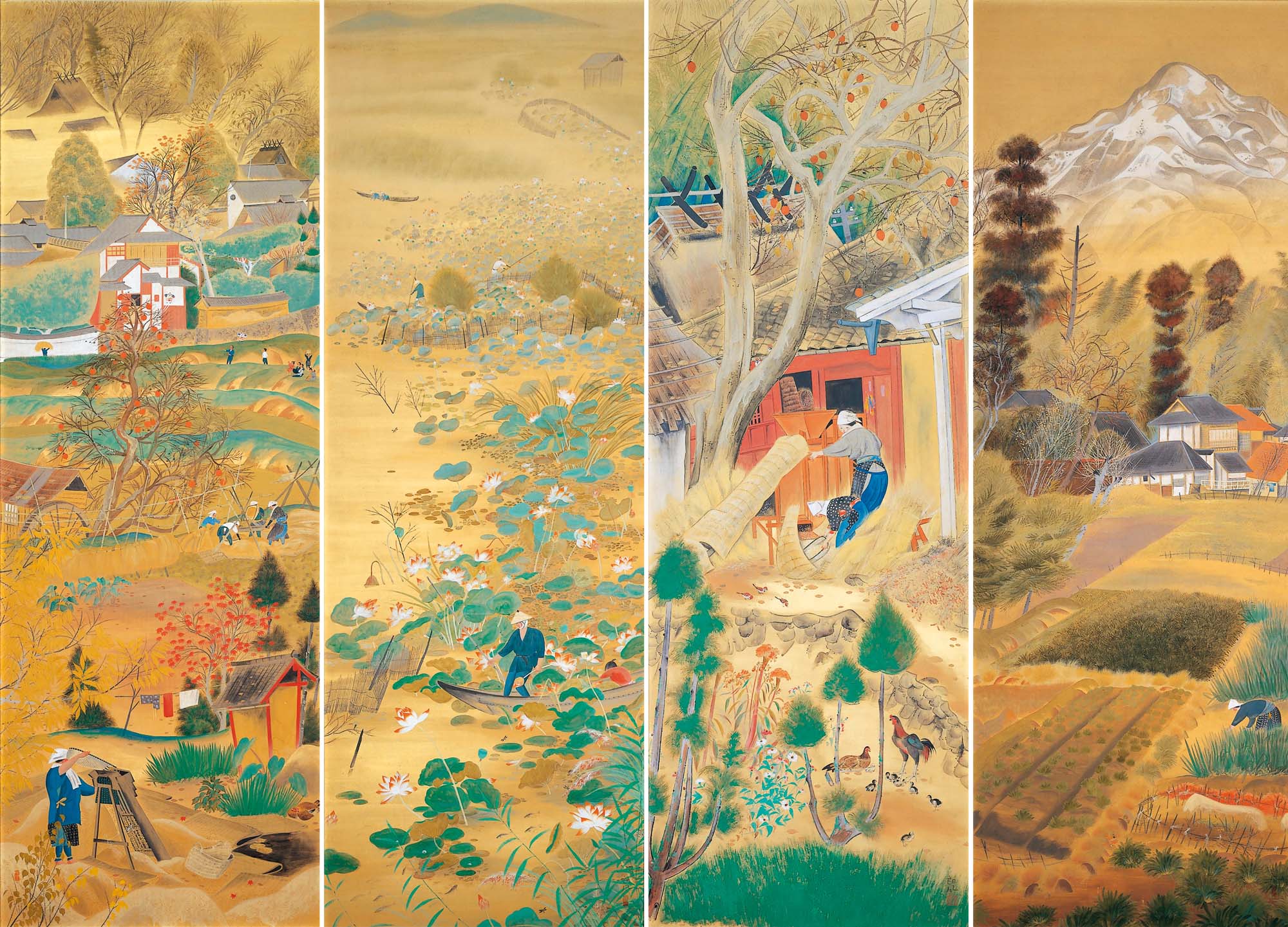 Puzzle MW - 650 p - Les environs de Kyoto au fil des saisons - Rofu - Puzzle en bois Michèle Wilson - Rouge et Noir