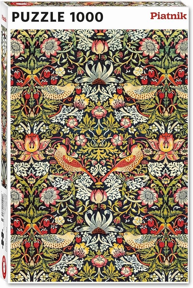 Puzzle Piatnik - 1000 p - Tapisserie, voleur de fraise, 1883 - William Morris - Puzzle en carton cadeau sénior adulte - Rouge et Noir