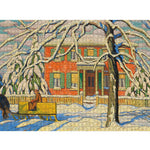 Puzzle Pomegranate - 1000 p - Maison rouge et traîneau jaune - Lawren S.Harris - Puzzle en carton - Rouge et Noir