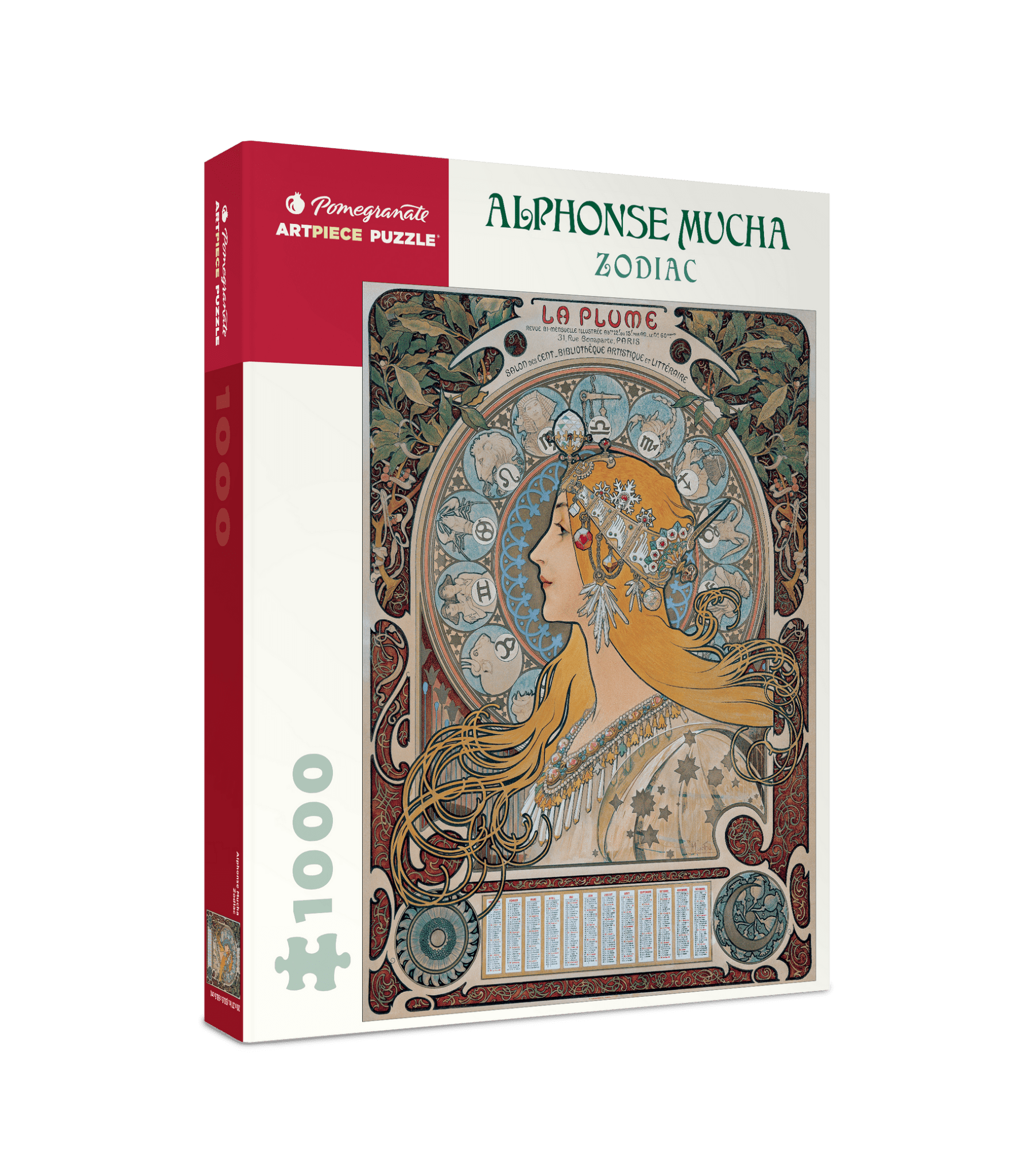 Puzzle Pomegranate - 1000 p - Zodiac - Alphonse Mucha - Puzzle en carton - Rouge et Noir