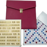 Scrabble Cuir Vegan - Magnétique - Framboise - Jeux de Lettres et de Chiffres cadeau bel objet - Rouge et Noir