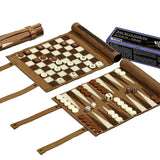 Set multijeux roulable - Échecs - Dames - Backgammon - Set coffret multijeux jeu dames, jeu d’échecs, backgammon de voyage - Rouge et Noir