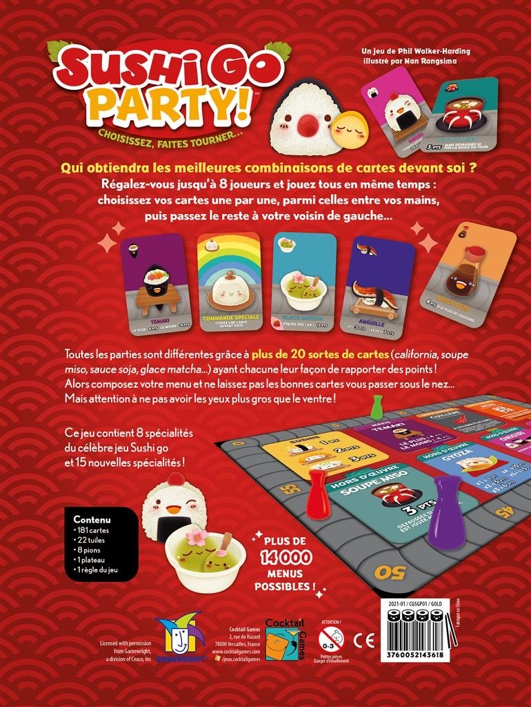 Sushi Go PARTY ! - Jeu de plateau de stratégie d'ambiance - Rouge et Noir