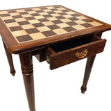 Table d'échecs en marqueterie de Palissandre - échiquier table d'échecs - Rouge et Noir