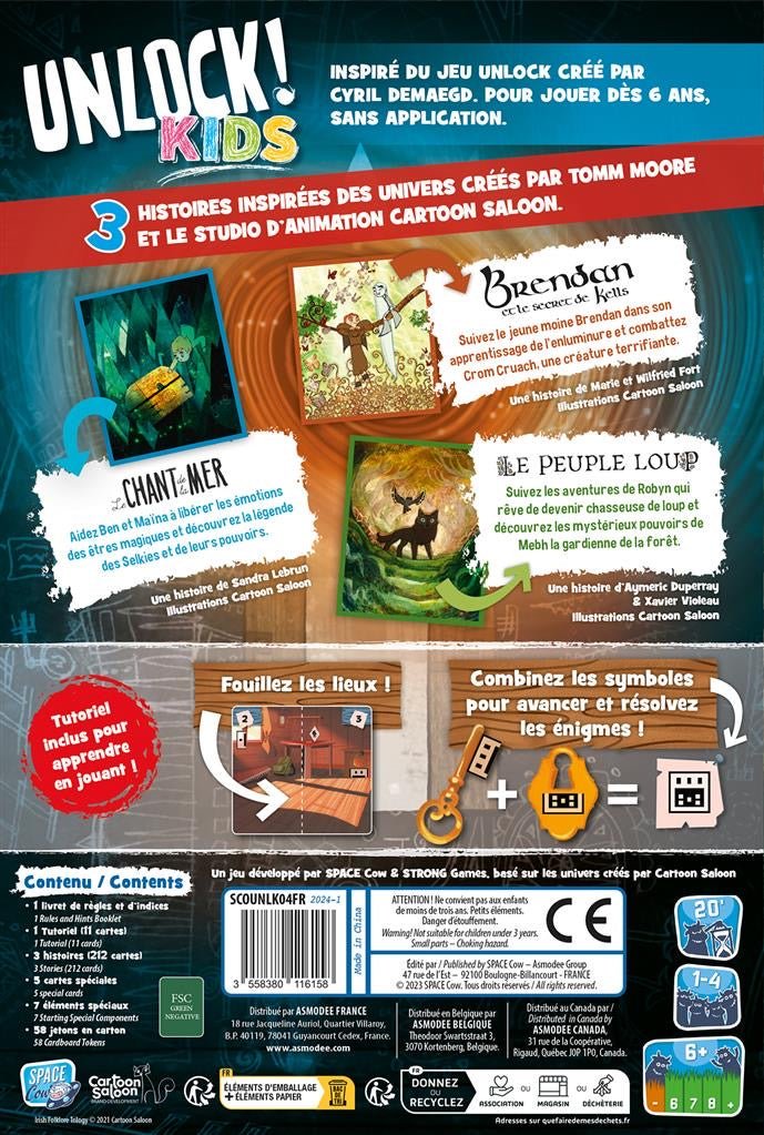 Unlock ! - Kids histoires de l'île d'émeraude - Jeu de plateau de stratégie coopératif - Rouge et Noir