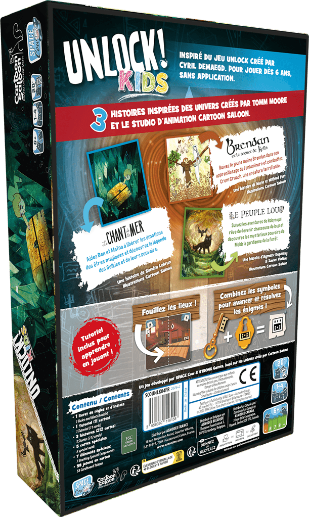 Unlock ! - Kids histoires de l'île d'émeraude - Jeu de plateau de stratégie coopératif - Rouge et Noir