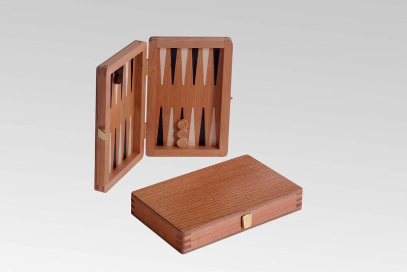 Backgammon de voyage en bois marqueté - Magnétique