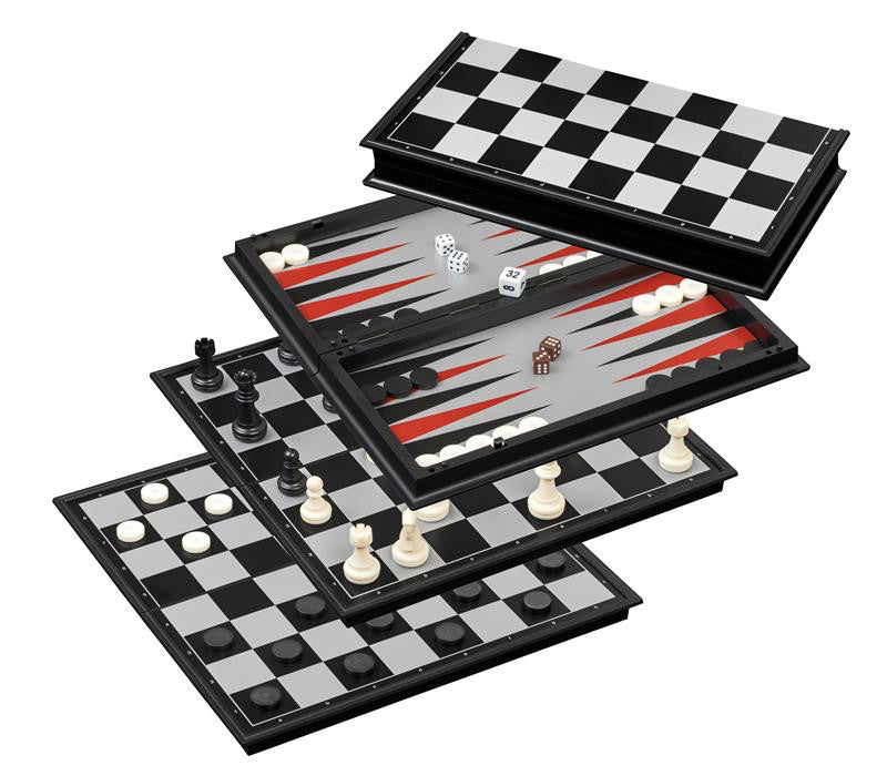 Jeu d'échecs / Backgammon en plastique - Magnétique