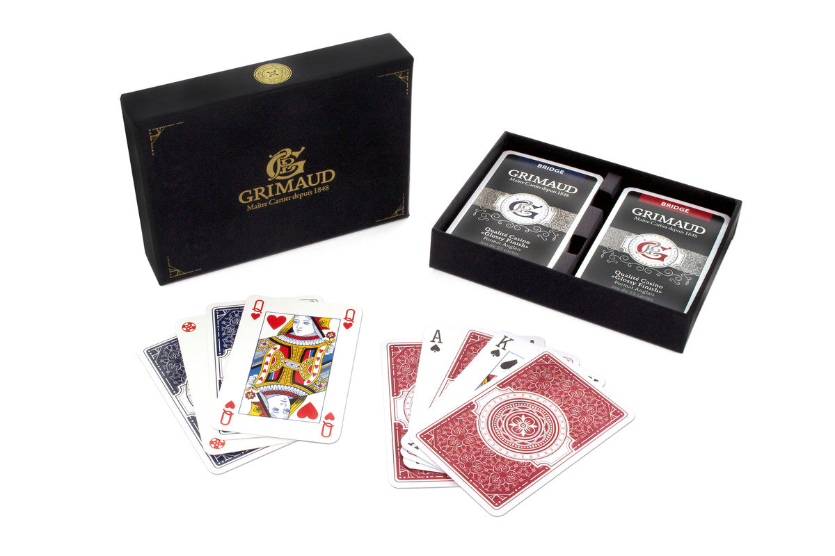 Coffret Bridge Luxe Argent - 2 jeux de 54 cartes cartonnées