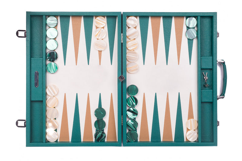 Backgammon Hector Saxe Compétition - Cuir pleine fleur - Buffle vert