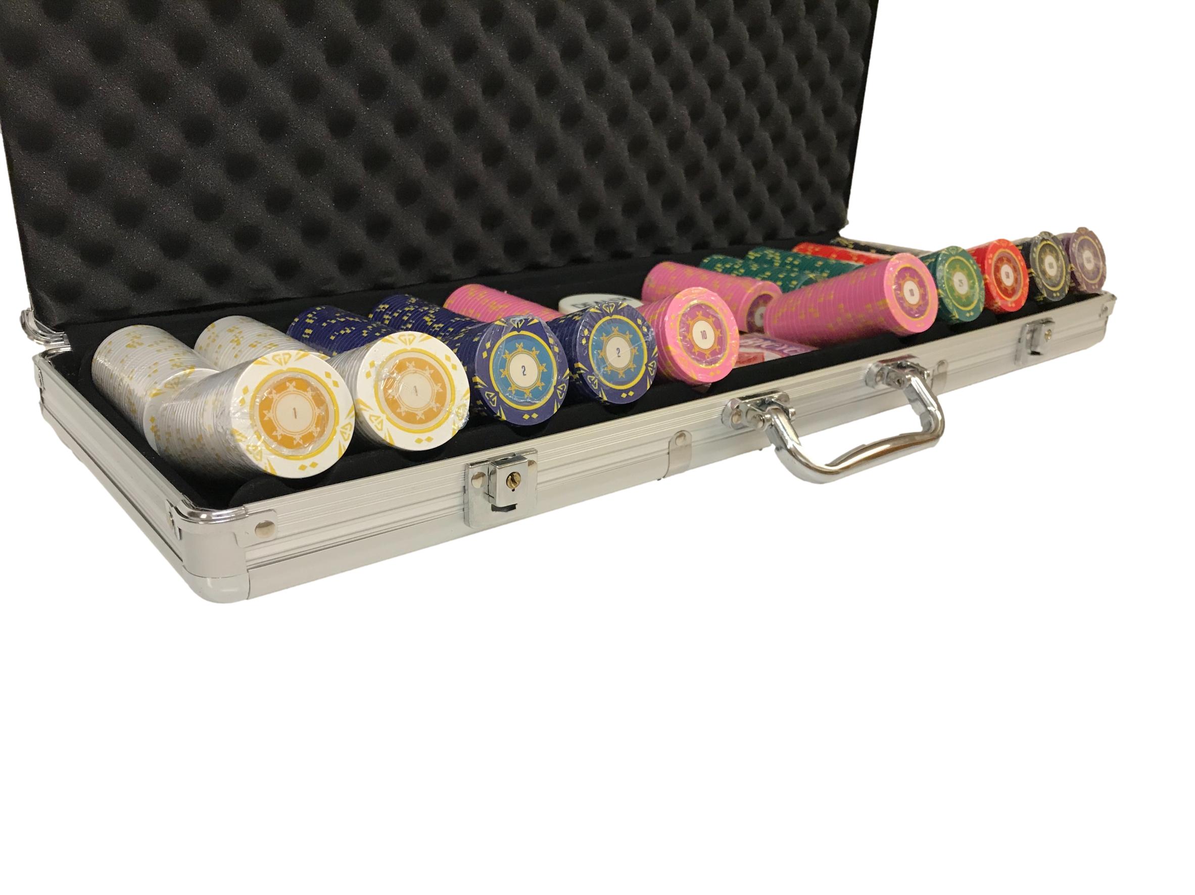 Mallette de 500 jetons - Sunshine - 14,5 gr - mallette de poker aluminium coffret de poker de luxe - Rouge et Noir