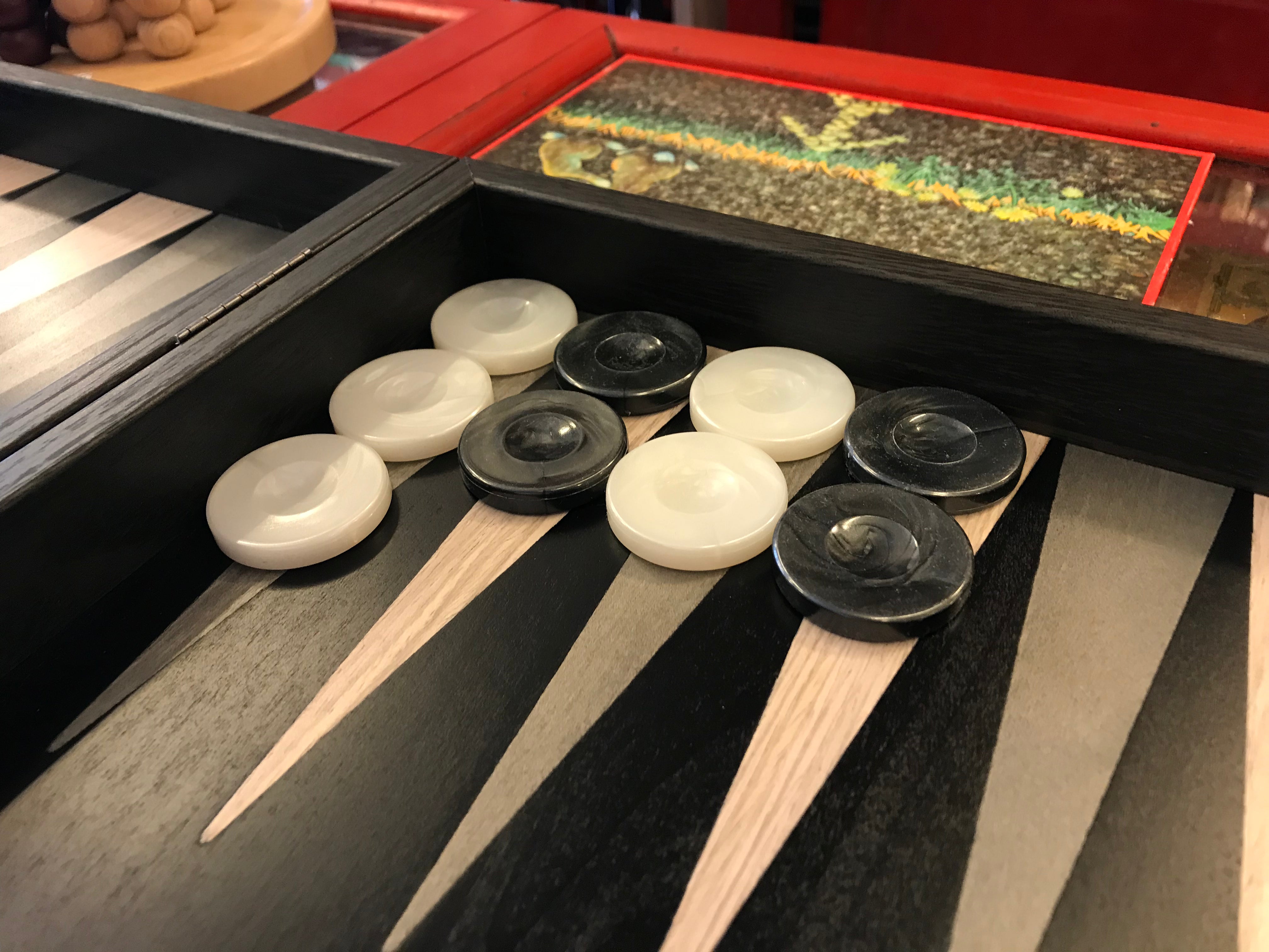 Pions Backgammon plastique - Ergonomiques - Noir - Pions de backgammon - Rouge et Noir