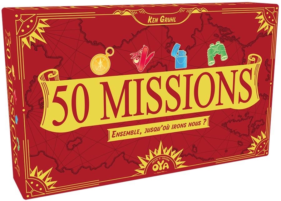 50 missions - Jeu de plateau de stratégie coopératif - Rouge et Noir