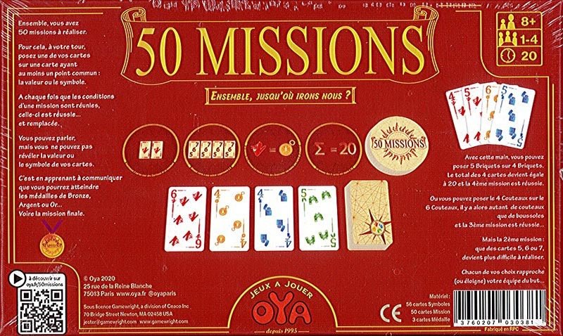 50 missions - Jeu de plateau de stratégie coopératif - Rouge et Noir