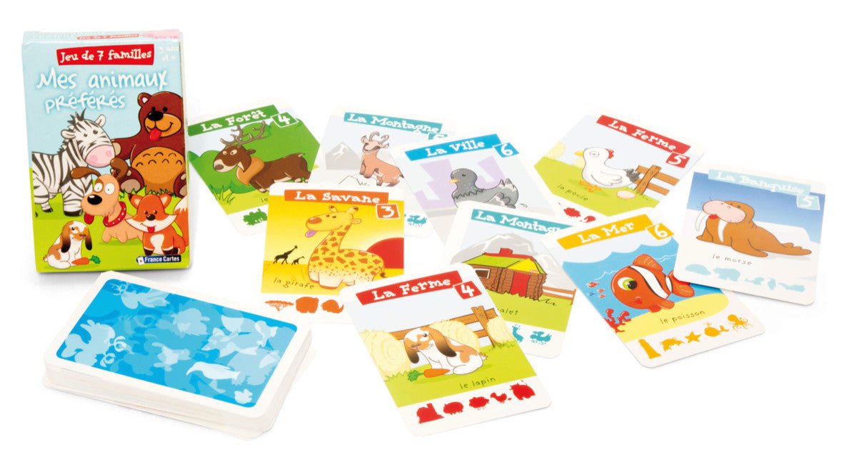 7 familles FC - animaux préférés - Cartes Enfants - Rouge et Noir