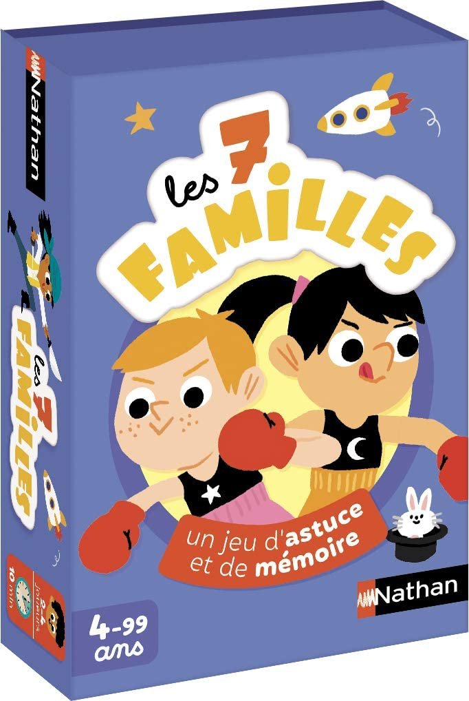 7 familles - jeu d’astuce et de mémoire - Cartes Enfants - Rouge et Noir