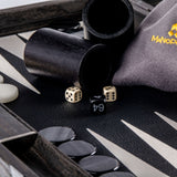 Backgammon en Bois et Cuir Vegan - Noir