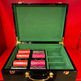 Ensemble Mallette de Poker Luxe - Bois noir laqué avec racks et double fond - 500 jetons sunshine + Tapis pokerstar + Cartes KEM