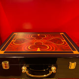 Ensemble Mallette de Poker Luxe - Bois noir laqué avec racks et double fond - 500 jetons sunshine + Tapis pokerstar + Cartes KEM