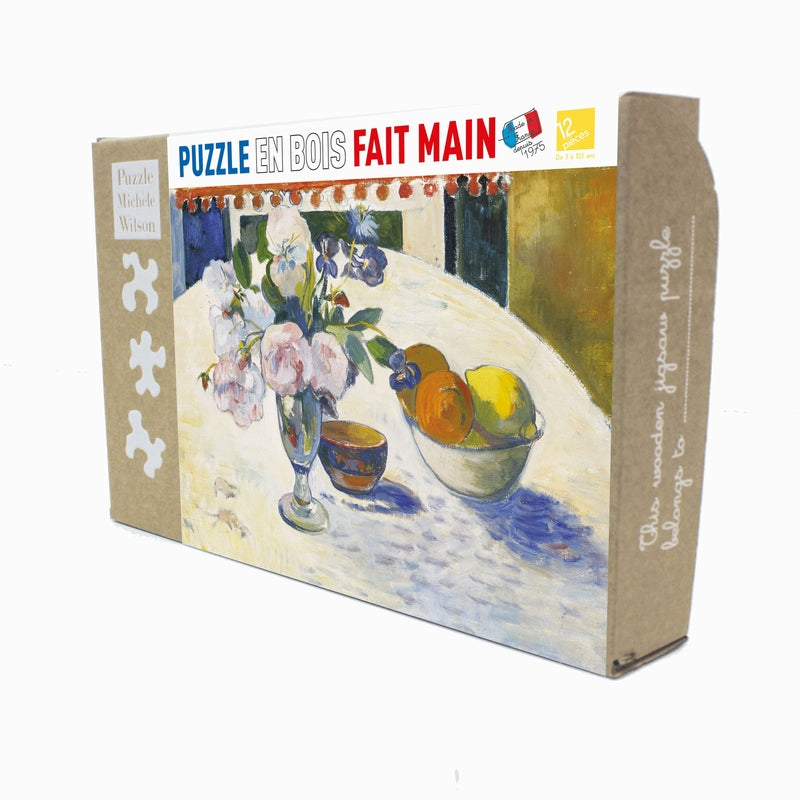 Puzzle Bois Michèle Wilson - 12 pièces - Fleurs et bol de fruits, 1894