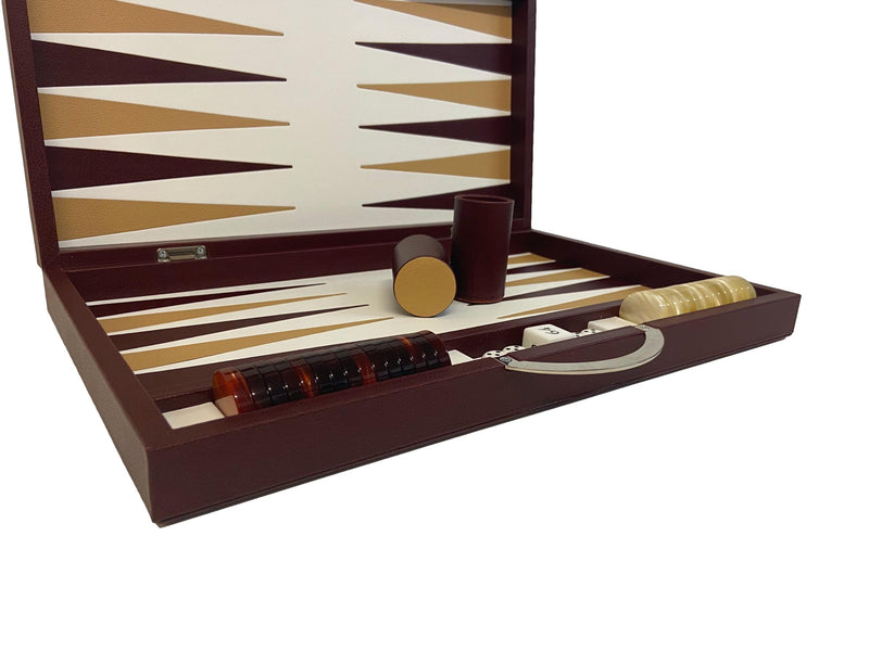 Backgammon Cuir véritable GM - Bordeaux - Renzo Romagnoli