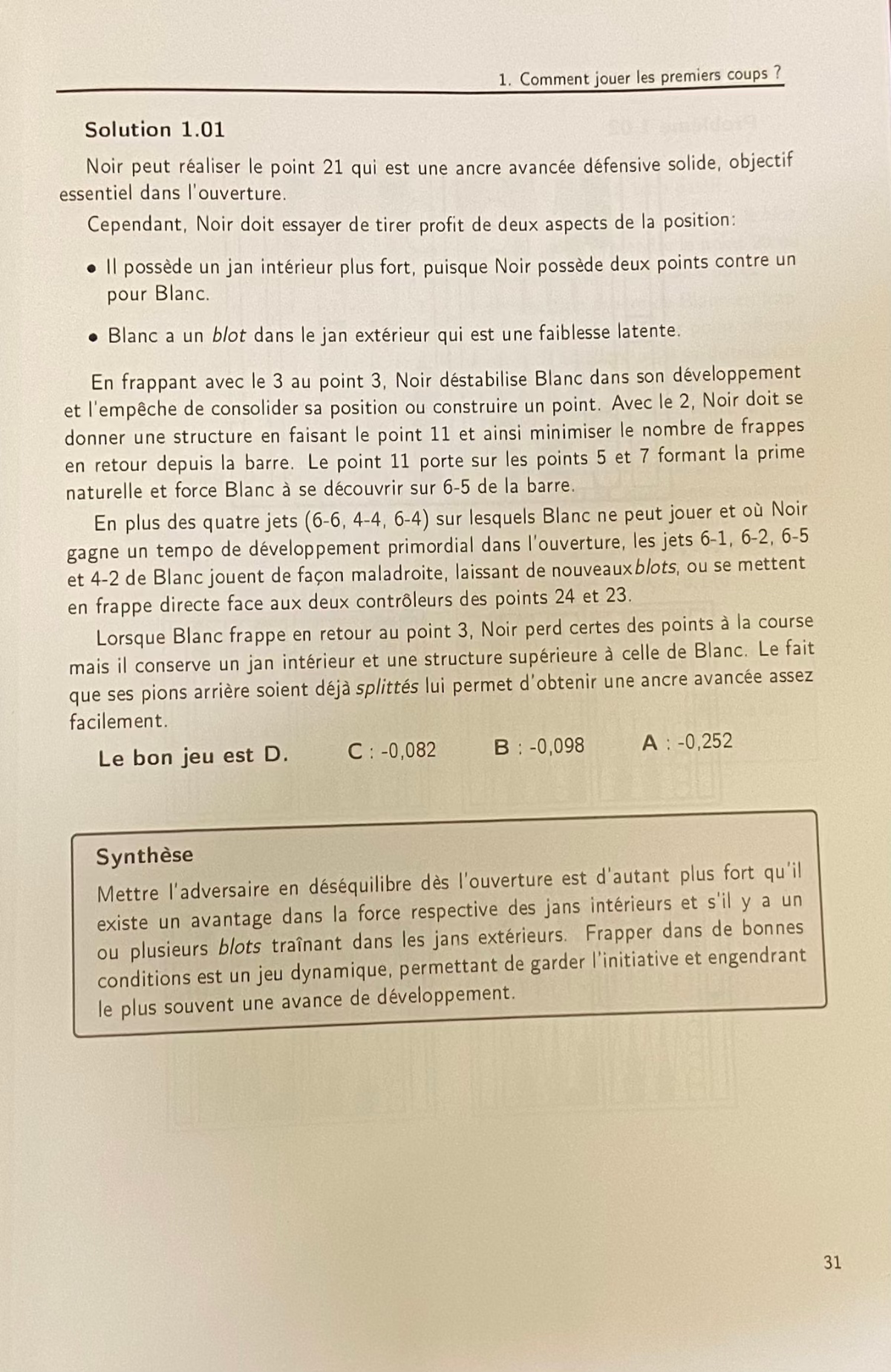 Backgammon - Concepts Stratégiques - F. Tardieu - Livre de backgammon - Rouge et Noir