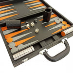 Backgammon Carbon - Orange/Gris - Backgammon en cuir vegan - Rouge et Noir