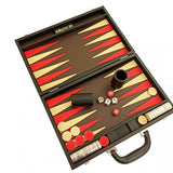 Backgammon Carbon - Rouge/Crème - Backgammon en cuir vegan - Rouge et Noir