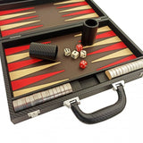 Backgammon Carbon - Rouge/Crème - Backgammon en cuir vegan - Rouge et Noir