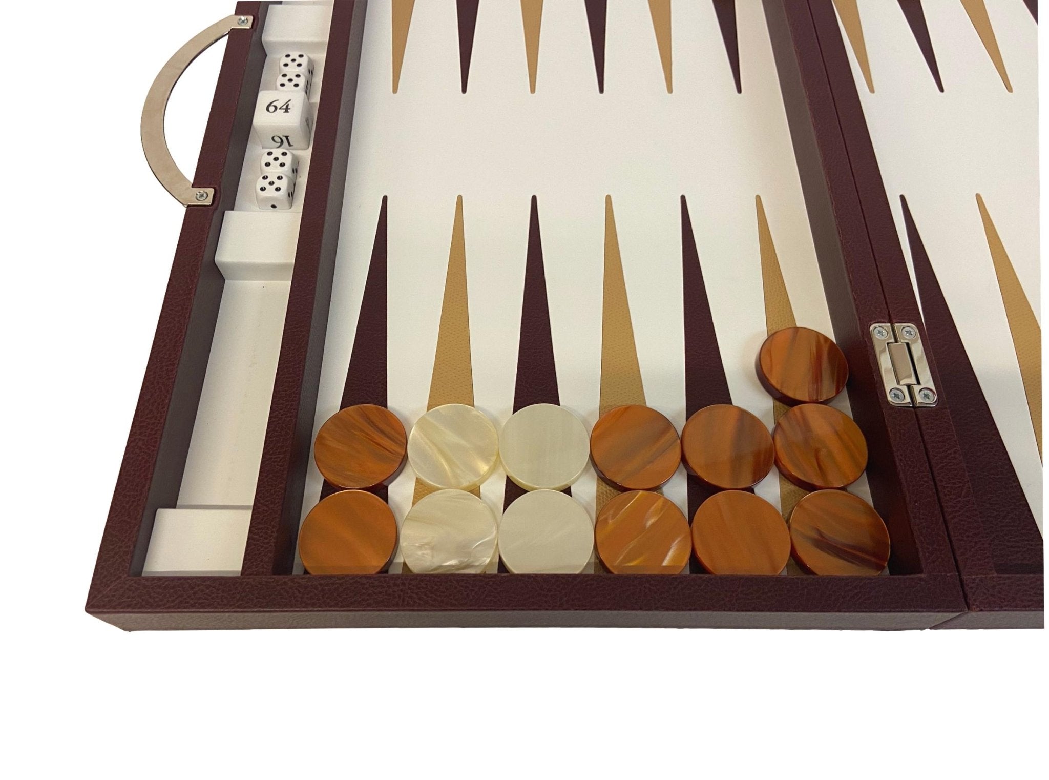 Backgammon Cuir véritable GM - Bordeaux - Renzo Romagnoli - Backgammon en cuir cadeau bel objet - Rouge et Noir