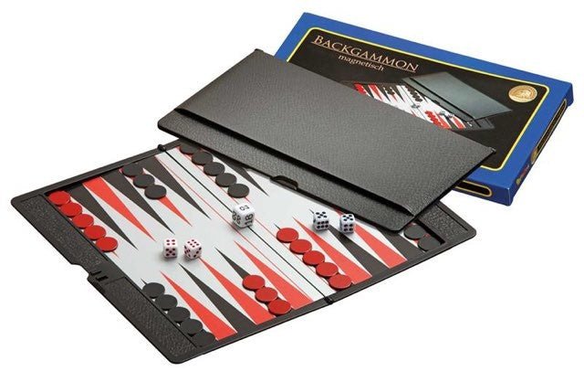 Backgammon de poche - Etui portefeuille - Backgammon de voyage - Rouge et Noir