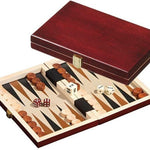 Backgammon de voyage bois - Non magnétique - Backgammon de voyage bois imprimé - Rouge et Noir