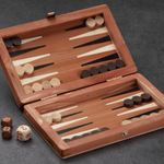 Backgammon de voyage en bois marqueté - Magnétique - Cèdre du Liban - Backgammon de voyage en bois marqueté de voyage - Rouge et Noir