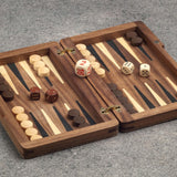 Backgammon de voyage en bois marqueté - Magnétique - Noyer - Backgammon de voyage en bois marqueté de voyage - Rouge et Noir