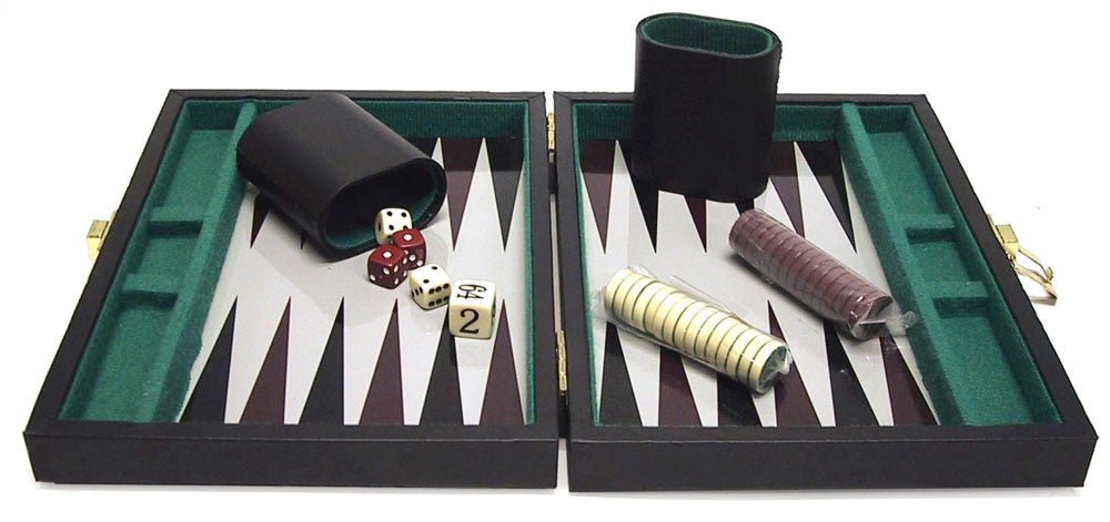 Backgammon de voyage magnétique - Vinyle noir - Backgammon de voyage - Rouge et Noir